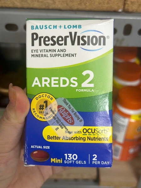Viên Uống Bổ Mắt Bausch + Lomb PreserVision AREDS 2 Formula 130 Viên (Date 07/2027)