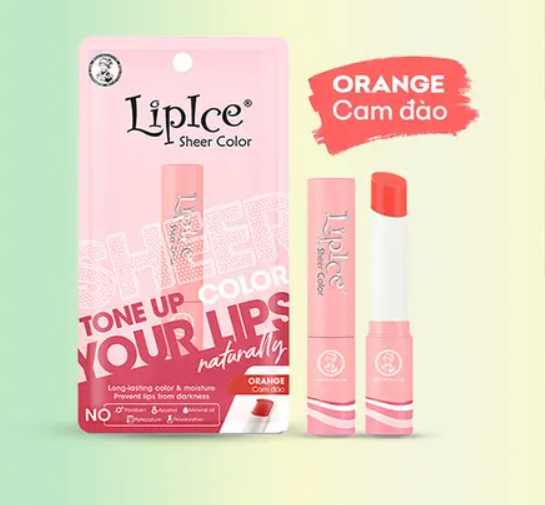 Son dưỡng môi Lipice Sheer Color Orange (Cam Đào) 2,4g - Rohto