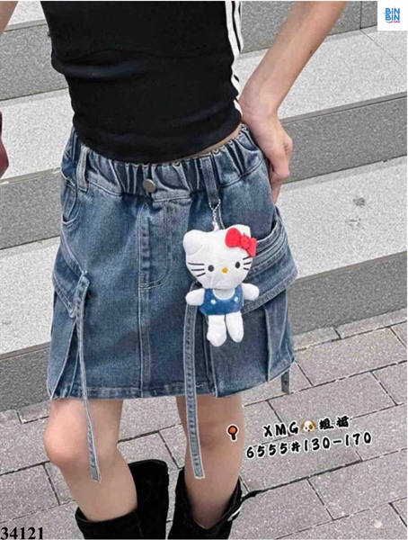 34121- Chân váy Jean TH dây xanh