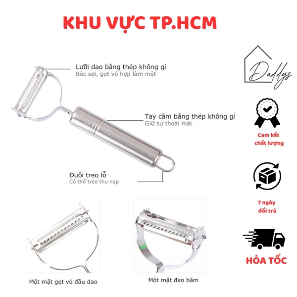* Mẫu mới * Dụng cụ gọt, bào sợi rau củ quả cầm tay, chất liệu thép không gỉ - đa năng, tiện dụng