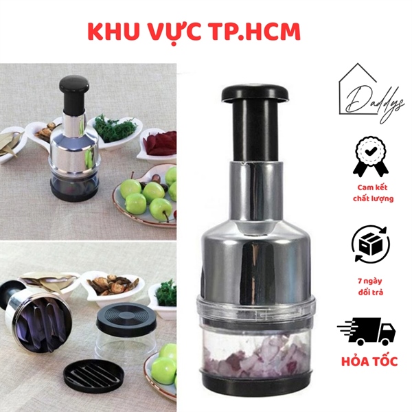 Dụng cụ dập, xay tỏi ớt cầm tay, chất liệu inox