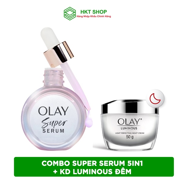 Combo 2 món Super Serum OLAY 5in1 30ml Và Kem Dưỡng Ẩm OLAY LUMINOUS ĐÊM 50G [TẶNG LY LnL] - HKT Shop