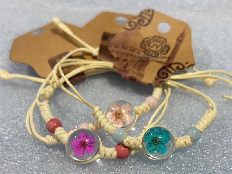 Set 10 vòng tay DÂY ĐAN - HẠT HOA KHÔ TRONG VEO