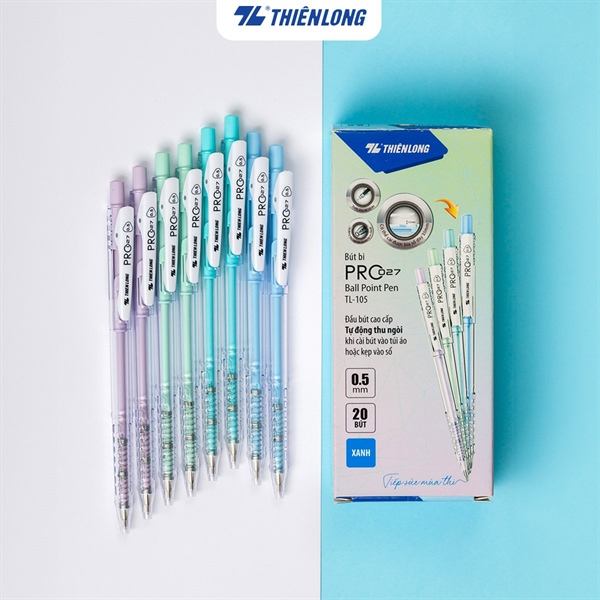 Bút bi Thiên Long TL-105 màu pastel PRO 027 ngòi 0.5mm