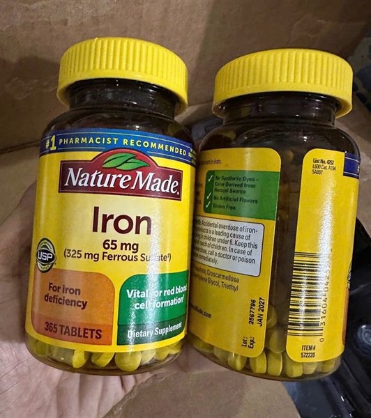 Viên Uống Bổ Sung Sắt Nature Made Iron 65Mg Hũ 365 Viên( Date 4/2027)