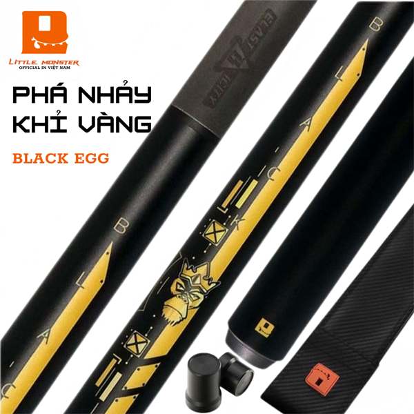 Cơ Bida 100% Carbon Phá Nhảy 3 Khúc-Phá Nhảy Khỉ Vàng-BLACK EGG-Tặng phụ kiện như hình