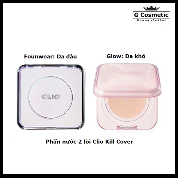 Phấn nước 1 lõi Clio Kill Cover (Founwear 21N, Mini) - Da dầu, trung bình, ấm