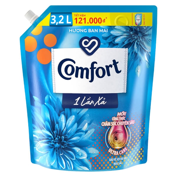 Nước xả vải Comfort chăm sóc chuyên sâu 1 lần xả hương Ban Mai 2.4l