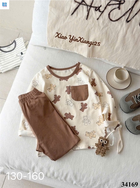 34169- Bộ gấu be viền nâu