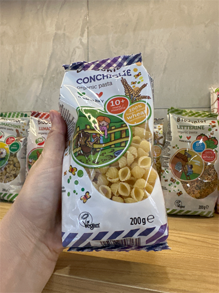 Mì nui ăn dặm hữu cơ cho bé hình vỏ sò Bio Junior 200g (Từ 10 tháng tuổi) - Ảnh 1