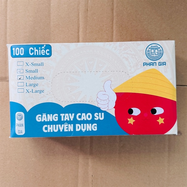 [Size M] Găng tay cao su Phan Gia không bột, không màu (hộp 100 chiếc)