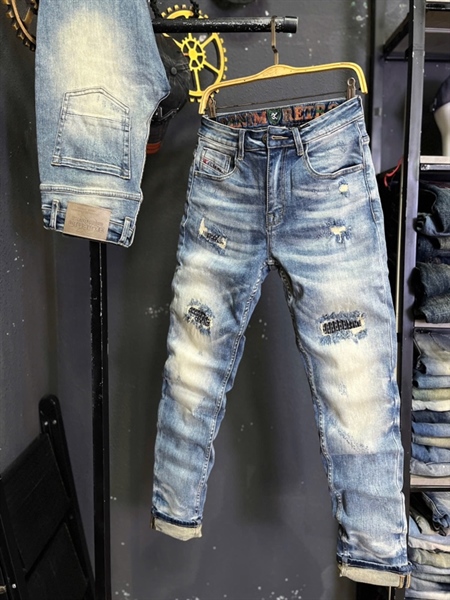 Jean Dài VIPSS26 -3K1948 Xanh bạc was rách lưng thêu