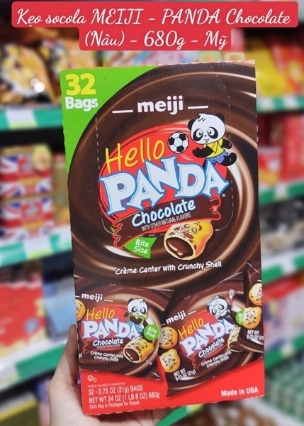 Bánh Gấu Panda Meiji Chocolate Mỹ 680g 32 Cái