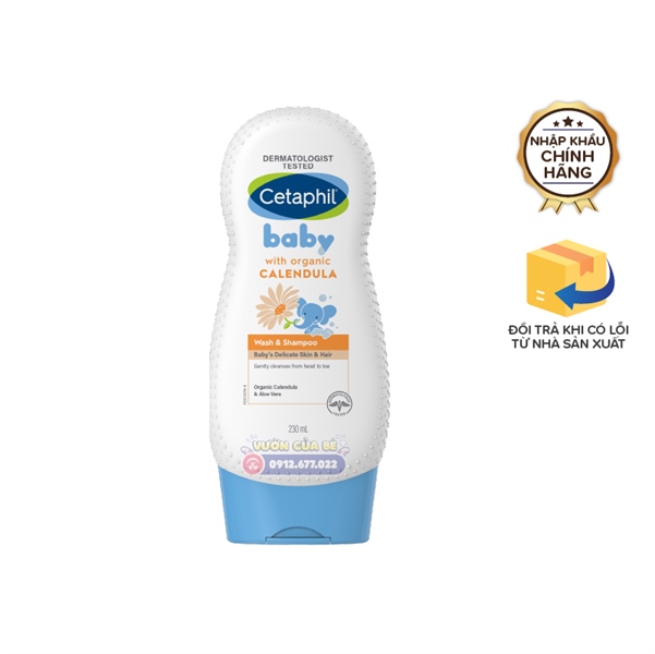 Sữa tắm, gội (2in1) trẻ em Cetaphil (chiết xuất hoa cúc) - Úc - Chai 230ml
