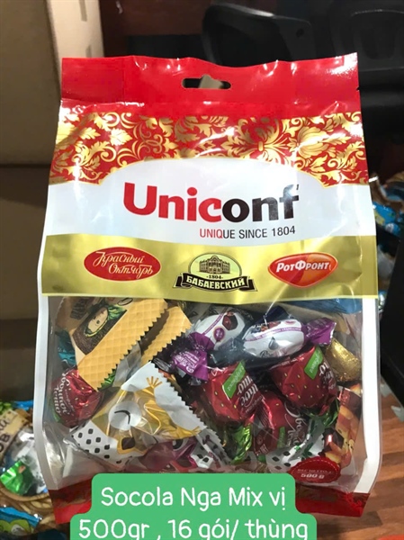 KN.Kẹo Socola Nga mix 8 vị 500g (20 gói/thùng)