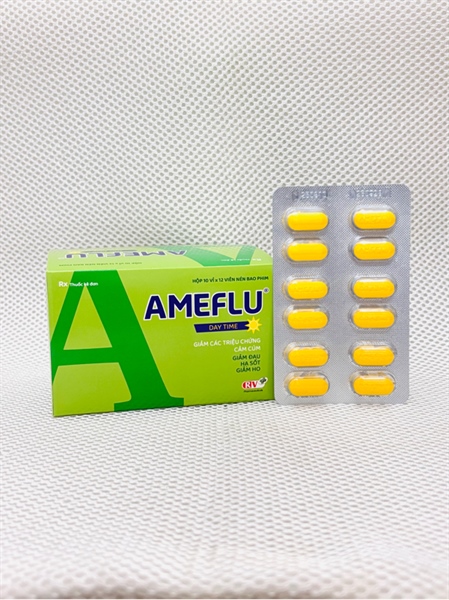 AMEFLU DAY TIME Paracetamol 500 Mg Guaifenesin200 Mg Phenylephrin 10 Mg Dextromethorphan 15Mg OPV Giảm đau hạ sốt ho sung huyết mũi