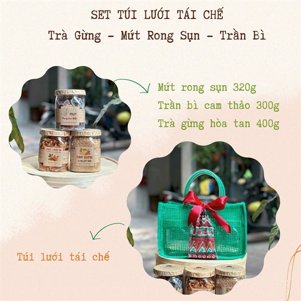 Set 3 - Trà Gừng, Mứt Rong Sụn, Trần Bì - Túi Lưới