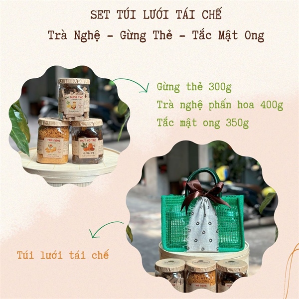 Set 3 - Trà Nghệ, Gừng thẻ, Tắc Mật Ong - Túi Lưới