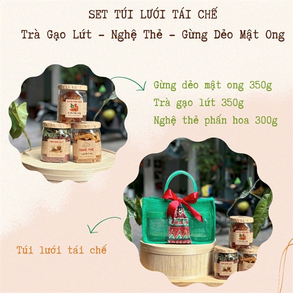 Set 3 - Trà Lứt, Nghệ Thẻ, Gừng Dẻo - Túi Lưới