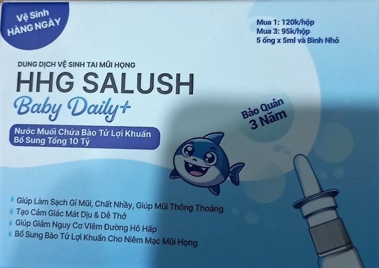 Dung dịch vệ sinh tai mũi họng HHG Salush baby Daily+ - Spomedic VN - (H*5 ống x 5ml)