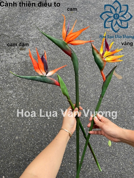 Cành thiên điểu to - cam - Hoa cành dài - Hoa Lụa Vân Vượng