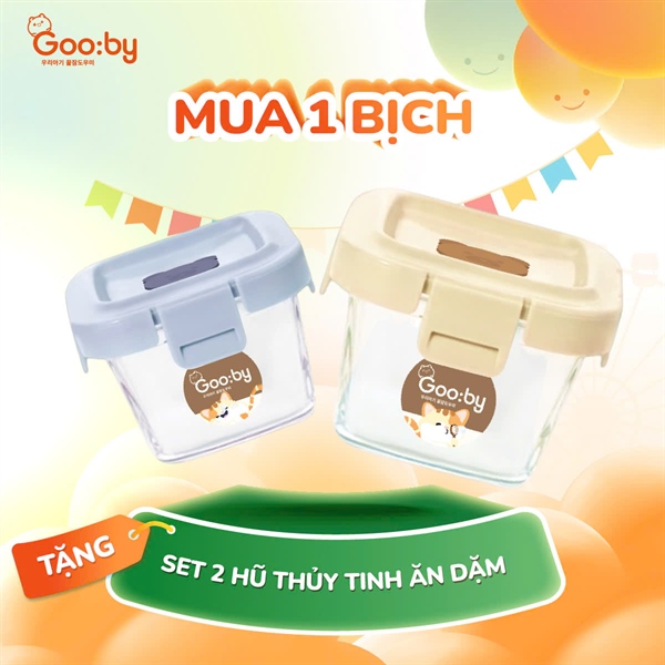 Set 2 hộp thuỷ tinh ăn dặm