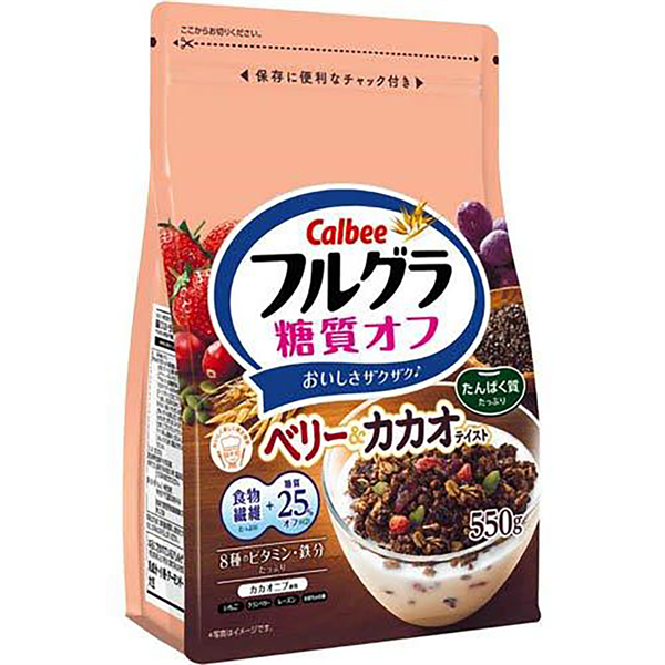 Ngũ cốc trái cây ít đường Calbee Frugra vị cacao 550g