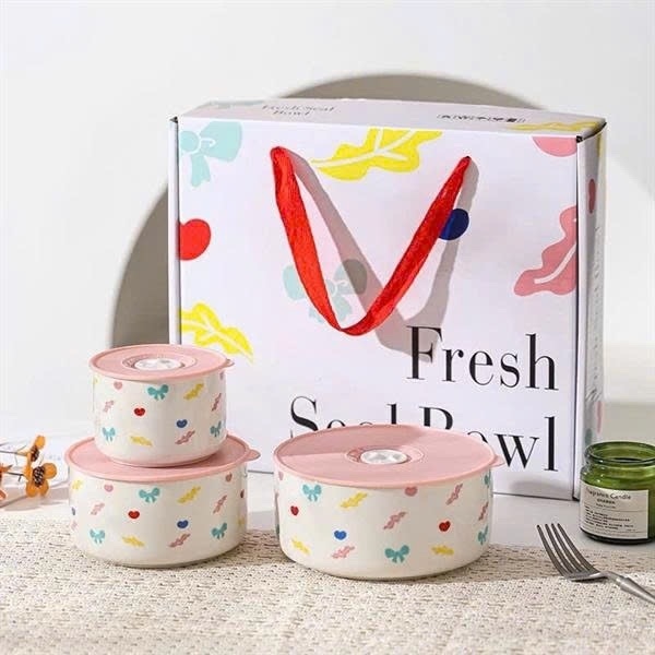 Set 3 Thố Sứ Cao Cấp Hình Nơ ( Thùng 20 )