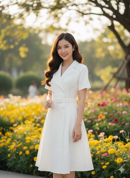 VÁY VEST TRẮNG KÈM ĐAI