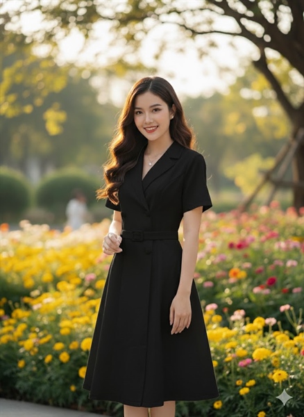 VÁY VEST ĐEN KÈM ĐAI