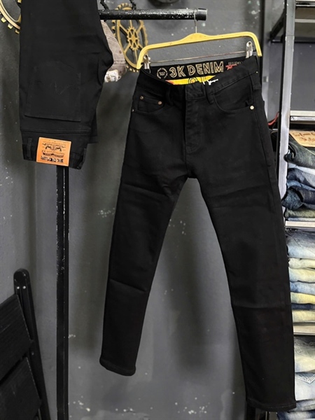 Jean Dài QCCC- 2238 Đen Bassic chữ 3K denim vàng