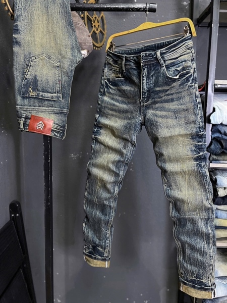 Jean Dài - JD123 Xanh was cào rách mạng chỉ túi chữ T