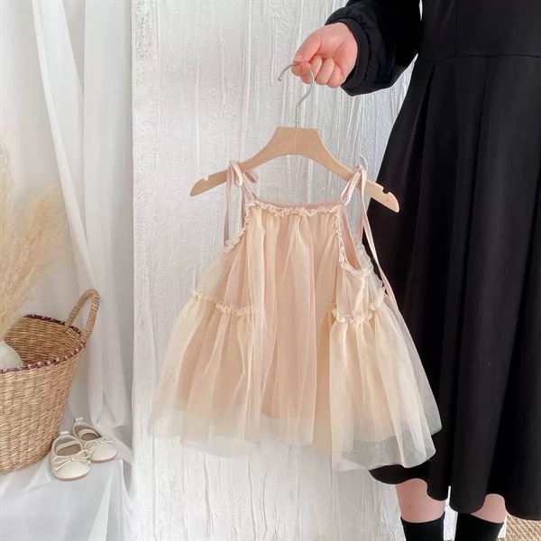 Váy voan 2 dây cam đào