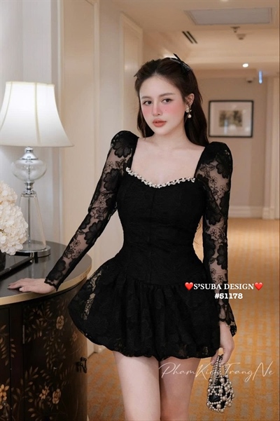 Váy ren phối lưới 51178