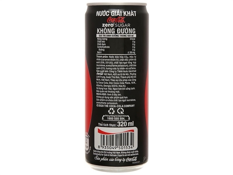 Đồ uống COCA ZERO 320ML 4X6 SLEEK CAN SF