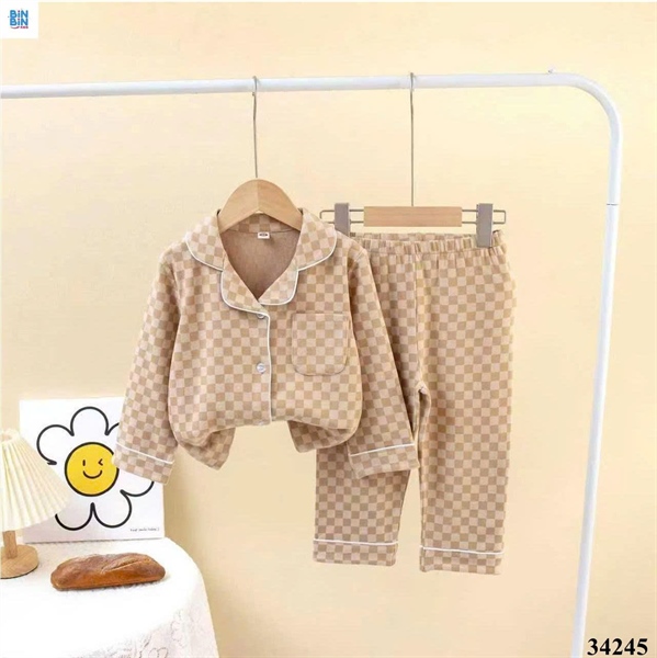 34245- Pyzama caro Nâu nhạt