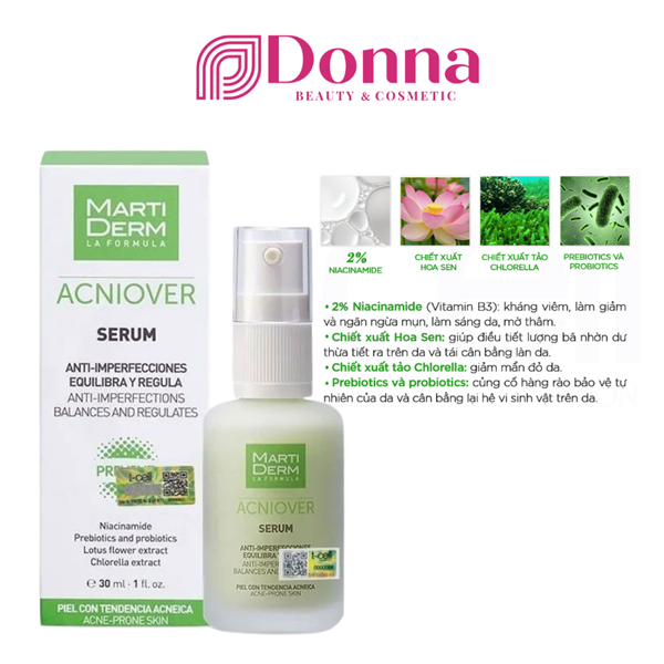 Tinh chất giảm mụn & kiểm soát nhờn Martiderm Acniover Serum (30ml)