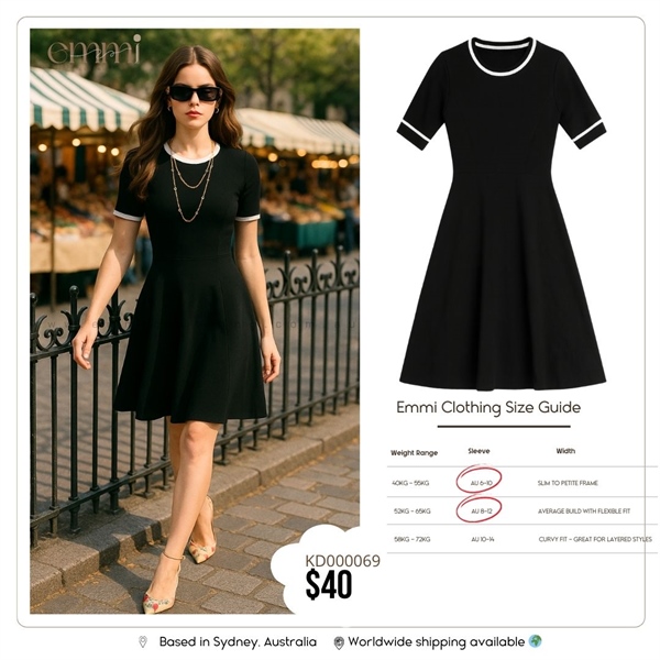Black Contrast Trim Dress