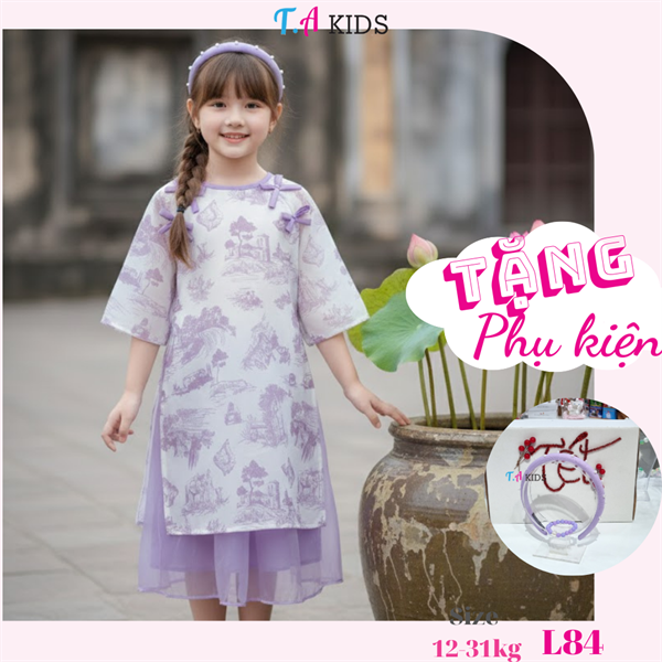 L84 (12-31kg) Áo dài tím họa tiết cung đình