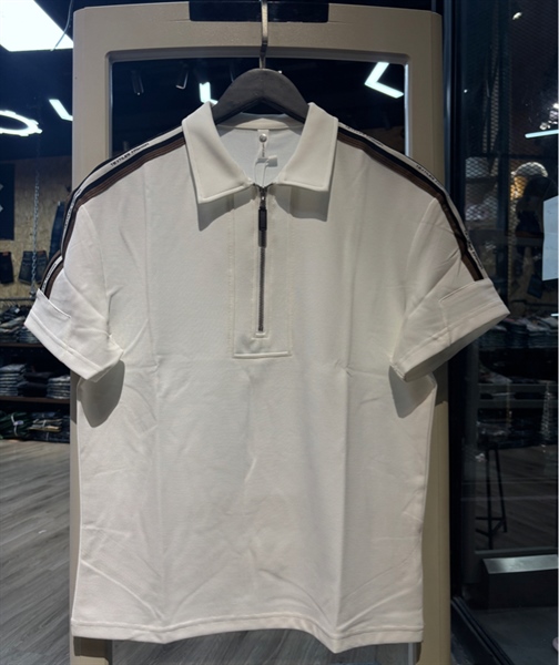 Thun Polo - Koren QCSHN5- E90086 trắng viền tay khóa kéo