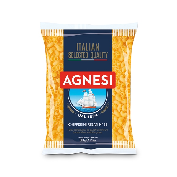 Nui ống Chifferini Rigati Agnesi 500g