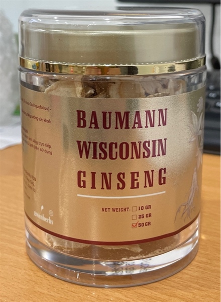 Baumann Wisconsin Gingeng (Rễ nhân sâm khô sâm lát 50g) - USA