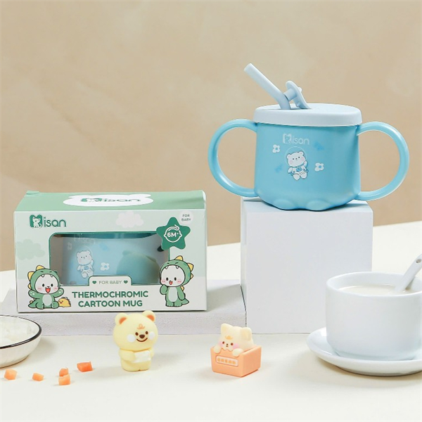 Cốc tập uống nước, tập hút Misan dung tích 250ml có chức năng báo nóng cảm