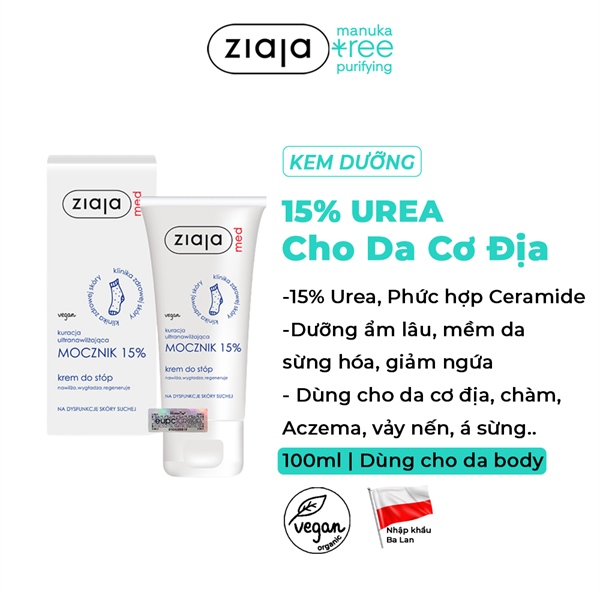 Kem Mềm Da 15% Urê Dưỡng Ẩm Dịu Nhẹ Ziaja Med 15% Urea Cream 100ml