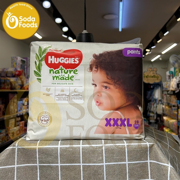Tã Huggies Naturemade quần XXXL28*4 bé trên 17kg
