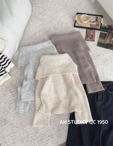 Áo len bệt vai bản to 1950