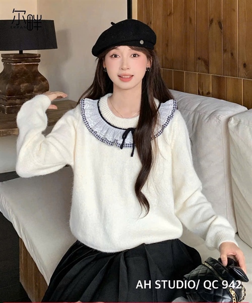 Áo len nơ tiểu thư 942