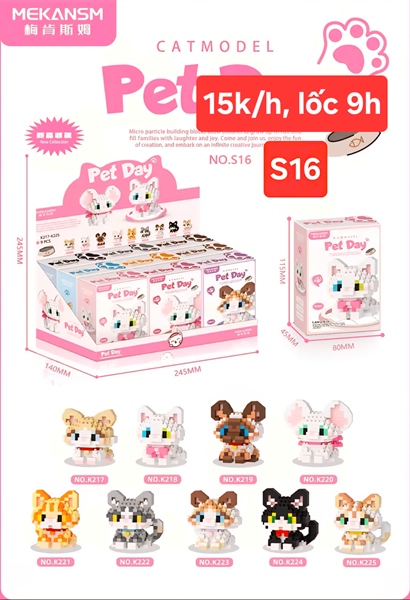 S16 Hồng Lego Pet Day, lốc 9 hộp📌Sỉ 15k/h