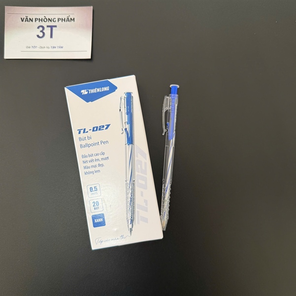 Bút bi chính hãng Thiên Long TL-027 0.5mm Mực Xanh
