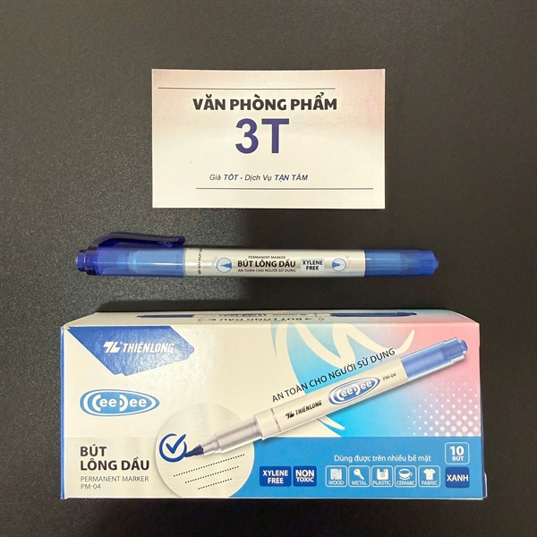 Bút lông dầu đầu nhỏ Thiên Long chính hãng PM-04 mực xanh